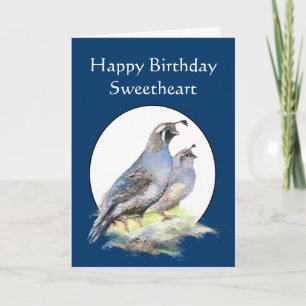 Cartão Sweetheart Birthday Custom California Quail Birds