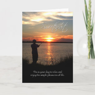 Cartão Sweetheart Birthday, Sunset Fishing Silhouette