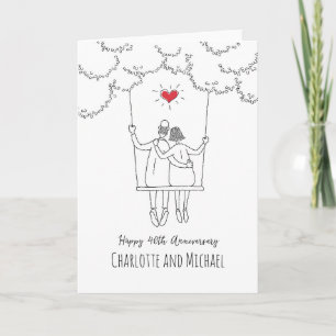 Cartão Swing Coração Vermelho para o 40º Casamento