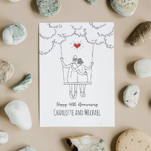 Cartão Swing Coração Vermelho para o 40º Casamento