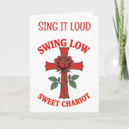 Cartão Swing Low Sweet Chariot Cross and Rose Motif