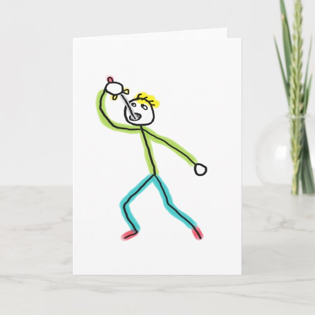 Cartão Sword Swallowing Stickman (Frente)