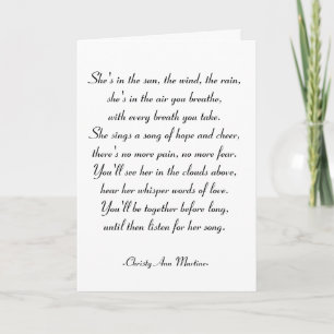 Cartão Sympathy Card - She's In The Rain Poem