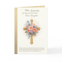 Sympathy for Daughter Gold Cross Floral