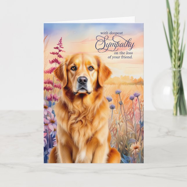 Cartão Sympathy Golden Retriever Dog Wildflower Meadow (Frente)