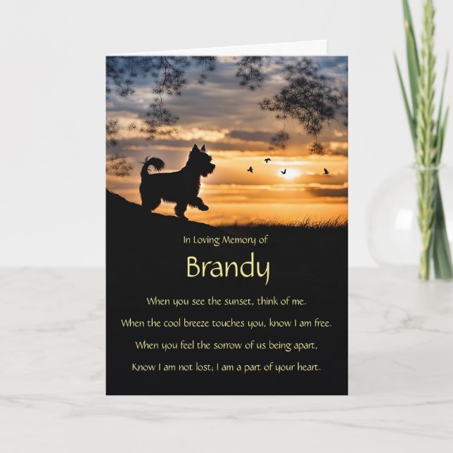 Cartão Sympathy Pet Yorkshire Terrier Nome Personalizado (Frente)