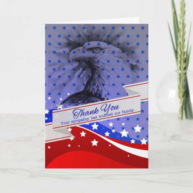 Cartão Sympathy Thank You Eagle with Stars and Stripes (Frente)