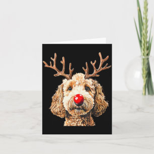 Cartão T Natal Fofo Veado Santa Goldendoodle Presente