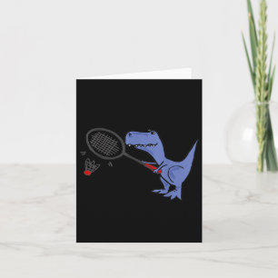 Cartão T-rex Dinossaur Brincando de Badminto