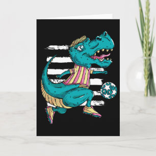 Cartão T-rex Dinossauro Jogando Futebol - Trex Design 