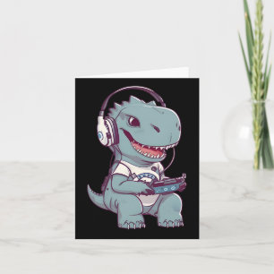 Cartão T. Rex-dinossauro Jogando Video Game Jogos Gamer P