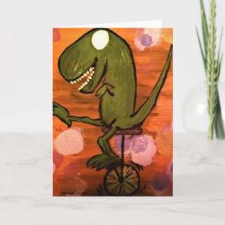 Cartão T-Rex dirige um monociclo