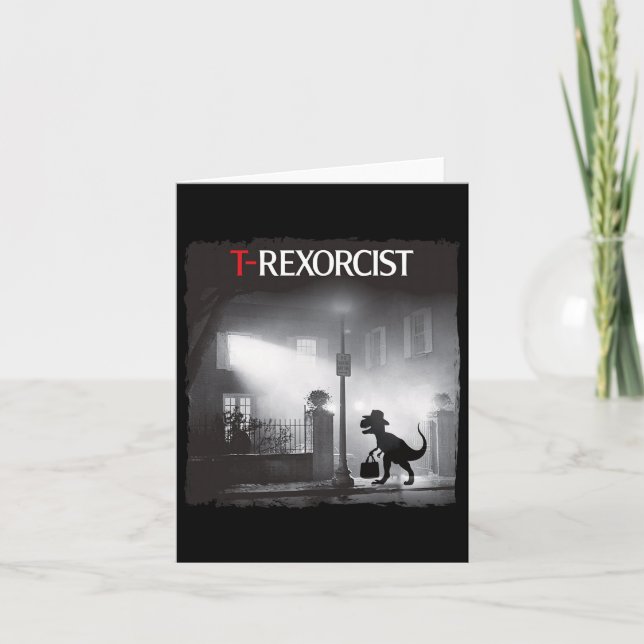 Cartão T-rex engraçado de terror paródia dinossauro Hallo (Frente)
