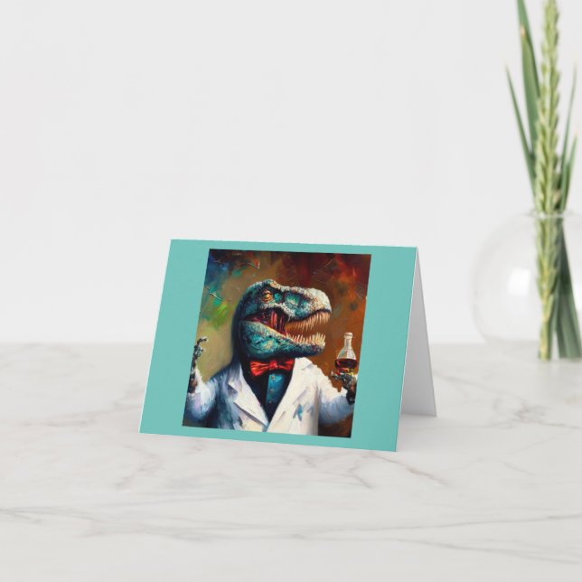 Cartão T Rex Mad Scientist (Frente)