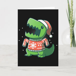 Cartão T-rex Natal Diversão Dinossauro Feio Saurus
