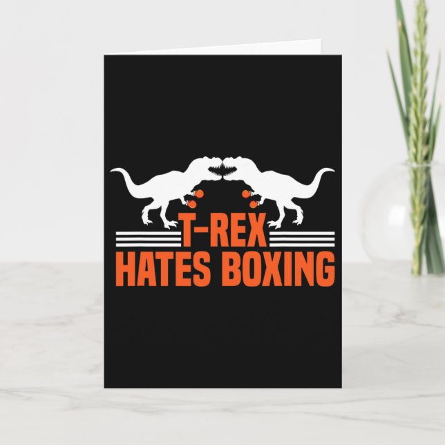 Cartão T-rex Odeia Boxe - Boxe Sparring Kick Boxe D (Frente)