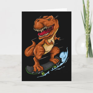 Cartão T-rex skateboarding - T-rex dinossauro fofo skate