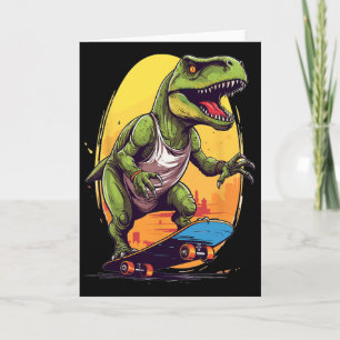 Cartão T-rex Skater - Skateboard Skateboarder Skateboardi
