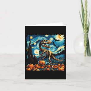 Cartão T-rex Skeleton Halloween Van Gogh Starry Night Fal