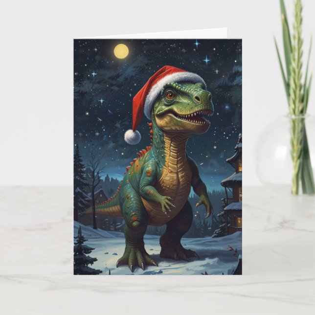 Cartão T-Rex Starry Night Dinossaur Personalizado (Frente)
