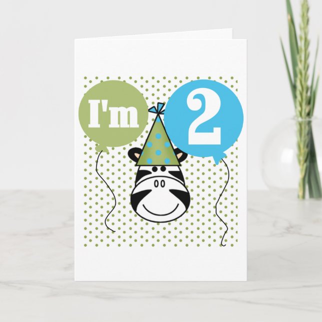 Cartão T-shirts e dotes de segundo aniversário Zebra (Frente)