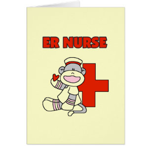 Cartão T-shirts e presentes da enfermeira Sock Monkey ER