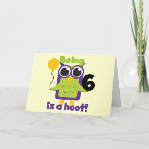Cartão T-shirts e presentes de 6 de Aniversário da Hoot O