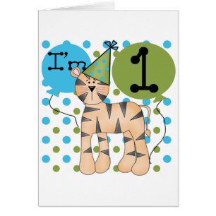 Cartão T-shirts e presentes primeiros aniversarios de Tig