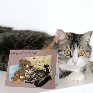 Cartão Tabby Aconchegante Rosa Dia das Mães
