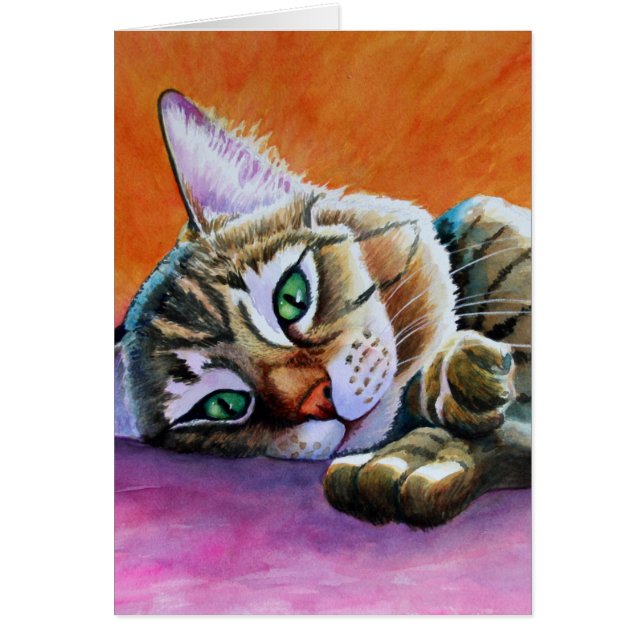 Cartão Tabby Cat com rosto suave (Frente)