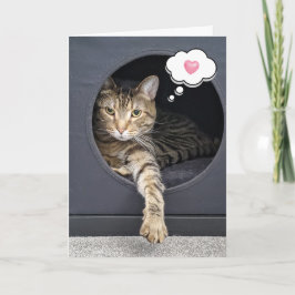 Cartão Tabby Cat In Box para Pensar em você