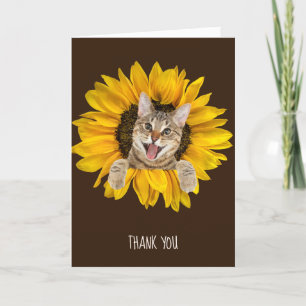 Cartão tabby cat in sunflower friendship