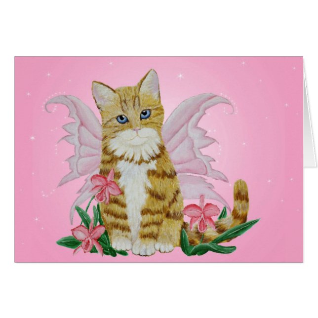 Cartão Tabby Fairy Kitten (Frente Horizontal)