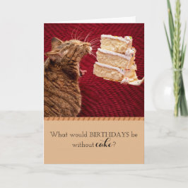 Cartão Tabby Gato Engraçado Come Grande Pedaço De Bolo An