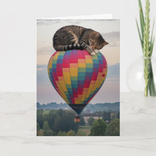 Cartão Tabby Hot Air Balloon