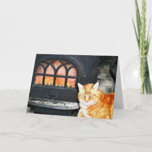 Cartão Tabby Laranja Cat Por Fire Note Card