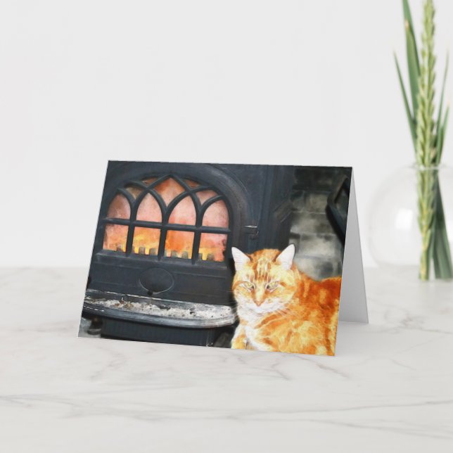 Cartão Tabby Laranja Cat Por Fire Note Card (Frente)