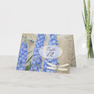 Cartão Table Number Tent Card Dragonfly Butterfly Floral