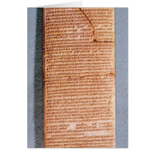 Cartão Tabuleta que relaciona os sacrifícios do ritual