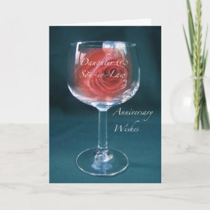 Cartão Taça de Vinho de Aniversário da Filha e do Genro R
