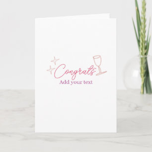 Cartão taça de vinho estrelas rosa pastel negrito retrô g