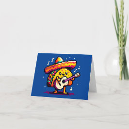 Cartão Taco Musical - Engraçado Pixel Art Mariachi Design