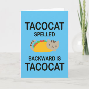 Cartão TACOCAT soletrado para trás é TACOCAT