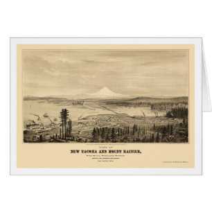 Cartão Tacoma, mapa panorâmico de WA - 1878