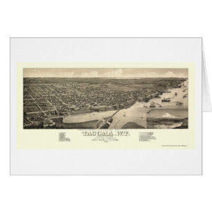 Cartão Tacoma, mapa panorâmico de WA - 1884