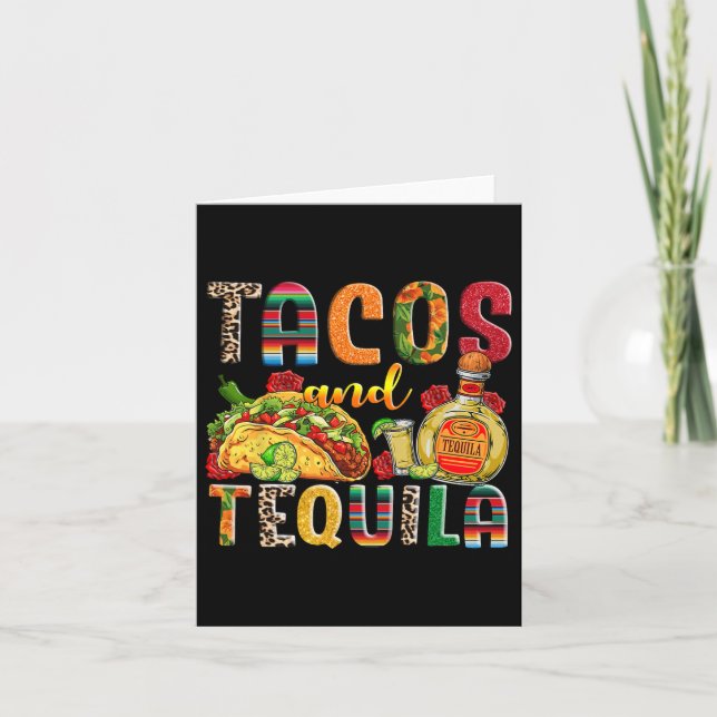 Cartão Tacos E Tequila Bebendo Engraçado Taco Comida Mexi (Frente)