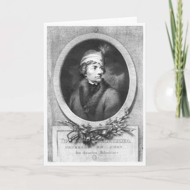 Cartão Tadeusz Kosciuszko, gravado por Christiaan (Frente)