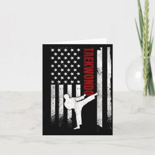 Cartão Taekwondo Bandeira Americana Distressed Usa Patrió