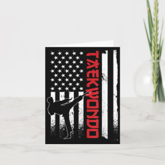 Cartão Taekwondo Bandeira Americana Lutador de Taekwondo 