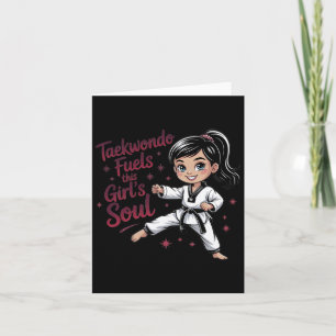 Cartão Taekwondo Combustia o Cinturão Negro da Menina Neg